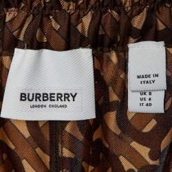 Pre Owned Burberry Brown Monogram Silk Elasticized Waist Pants S