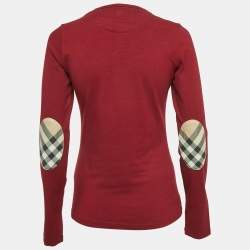 Burberry Red Cotton Full Sleeve T-Shirt S