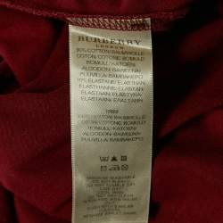 Burberry Red Cotton Full Sleeve T-Shirt S