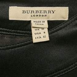 Pre Owned Burberry Black Satin Trim Silk Tiered Mini Dress S