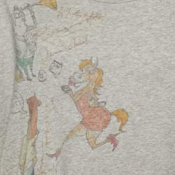 Burberry Grey Printed Cotton Knit T-Shirt XXL