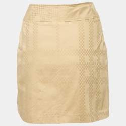 Burberry Beige Cotton Jacquard Mini Wrap Skirt L
