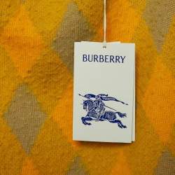 Burberry Yellow Wool Check Plaid Midi Skirt M