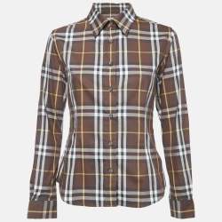 Burberry Brown Checks Cotton Long Sleeve Shirt S