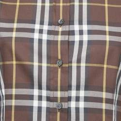 Burberry Brown Checks Cotton Long Sleeve Shirt S