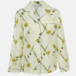 Burberry Yellow Dandelion-Print Silk Pyjama Shirt XS