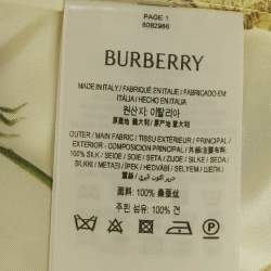 Pre Owned Burberry Yellow Dandelion-Print Silk Pyjama Shirt XS