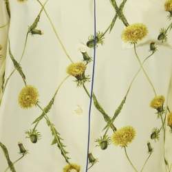 Pre Owned Burberry Yellow Dandelion-Print Silk Pyjama Shirt XS