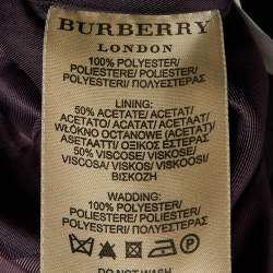 Burberry Purple Synthetic Quilted Zip Froont Belted Jacket S