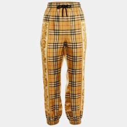 Burberry Beige Printed Nova Check Silk Joggers M