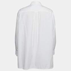 Burberry White Logo Print Cotton Oversized Shirt XS