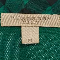 Pre Owned Burberry Green Checks Collar Cotton Pique T-Shirt M