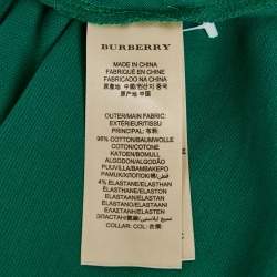 Pre Owned Burberry Green Checks Collar Cotton Pique T-Shirt M