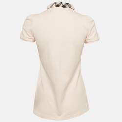 Burberry Pink Checks Collar Pique Polo T-Shirt S