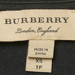 Burberry Black Stretch Cotton Cuffed Sleeve T-Shirt XS 