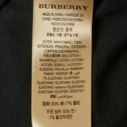 Burberry Black Stretch Cotton Cuffed Sleeve T-Shirt XS 