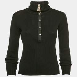 Pre Owned Burberry Black Merino Wool Knit Turtleneck Sweater XS