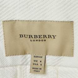Burberry White Cotton Fringed Button Front Jacket S