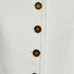 Burberry White Cotton Fringed Button Front Jacket S