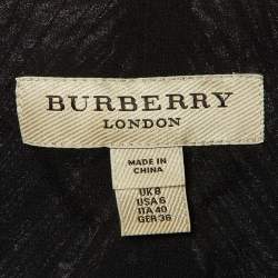 Burberry Black Crepe Plisse Zip Front Top S