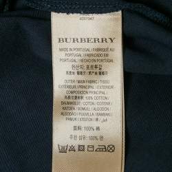 Pre Owned Burberry Blue/Red Cotton Crew Neck T-Shirt XS