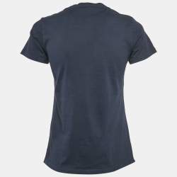 Pre Owned Burberry Blue/Red Cotton Crew Neck T-Shirt XS