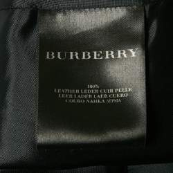 Burberry Black Leather Ruched Zip-Up Jacket S