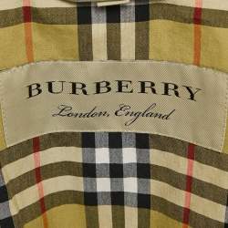 Pre Owned Burberry Green Gabardine Belted Long Coat L