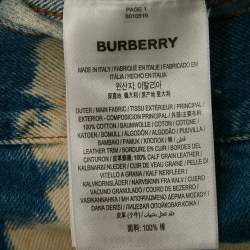 مملوكة مسبقًا Burberry Blue Bleached Denim Leather Trim Jacket L
