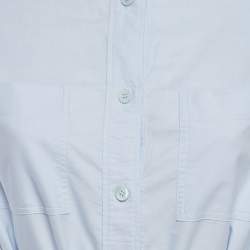 مملوكة مسبقًا Burberry Blue Cotton Belted Short Shirt Dress S