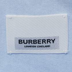 مملوكة مسبقًا Burberry Blue Cotton Belted Short Shirt Dress S