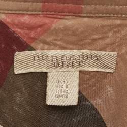 Burberry Beige Checked Cotton Half Placket Tunic M