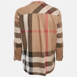 Burberry Beige Checked Cotton Half Placket Tunic M