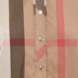 Burberry Beige Checked Cotton Half Placket Tunic M