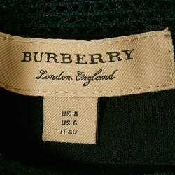 Pre Owned Burberry Black Crepe Lace Inserts Midi Dress S
