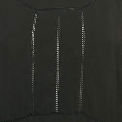 Pre Owned Burberry Black Crepe Lace Inserts Midi Dress S