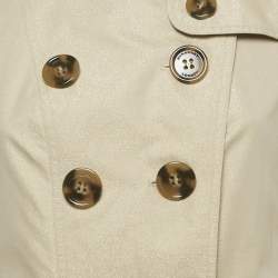 Pre Owned Burberry Beige/Gold Lurex Cotton Double Breasted Trench Coat S