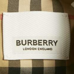 Pre Owned Burberry Beige Tartan Check Cotton Button Front Belted Short Dress M