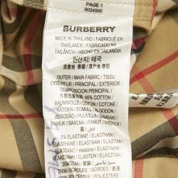 Pre Owned Burberry Beige Tartan Check Cotton Button Front Belted Short Dress M