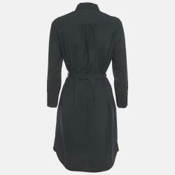Pre Owned Burberry Navy Blue Cotton Belted Mini Dress M