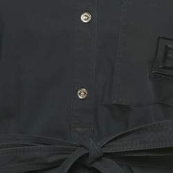 Pre Owned Burberry Navy Blue Cotton Belted Mini Dress M