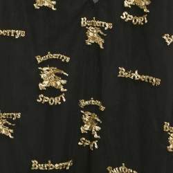 Pre Owned Burberry Black Logo Lurex Embroidery Sleeveless Short Dress S