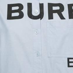 Pre Owned Burberry Blue Horseferry Cotton Button Front Shirt S