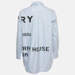 Pre Owned Burberry Blue Horseferry Cotton Button Front Shirt S