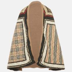 Pre Owned Burberry Beige Wool & Printed Quilted Silk Poncho ONE SIZE