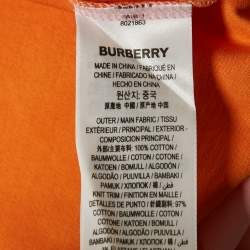 Pre Owned Burberry Pink/Orange Logo Applique Cotton Crew Neck T- Shirt S