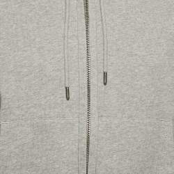 مملوكة مسبقًا جاكيت بربري قطني رمادي بغطاء للرأس وسحاب بحجم صغير