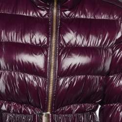 Pre Owned جاكيت بربري بنفسجي نايلون مبطن بطانية كبيرة