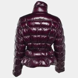 Pre Owned جاكيت بربري بنفسجي نايلون مبطن بطانية كبيرة