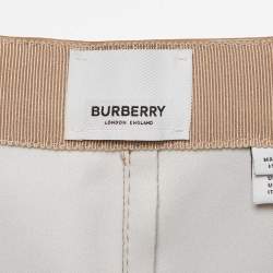 Pre Owned Burberry Beige Synthetic Split Hem Pencil Skirt S